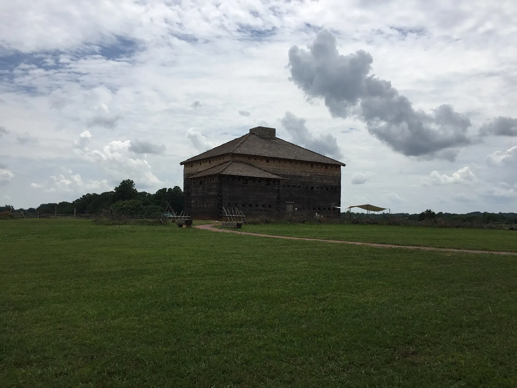 The reconstructed Fort Dobbs at Fort Dobbs State Historic Site in Statesville
